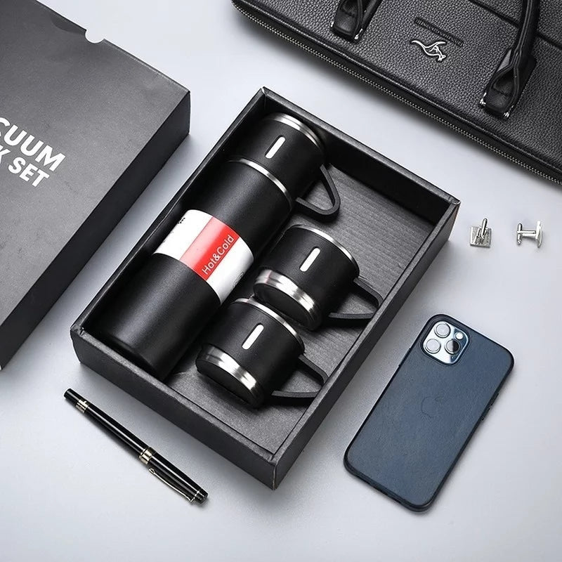 Stainless Steel Water Bottle-Insulated Vacuum Coffee 3 Mug Set