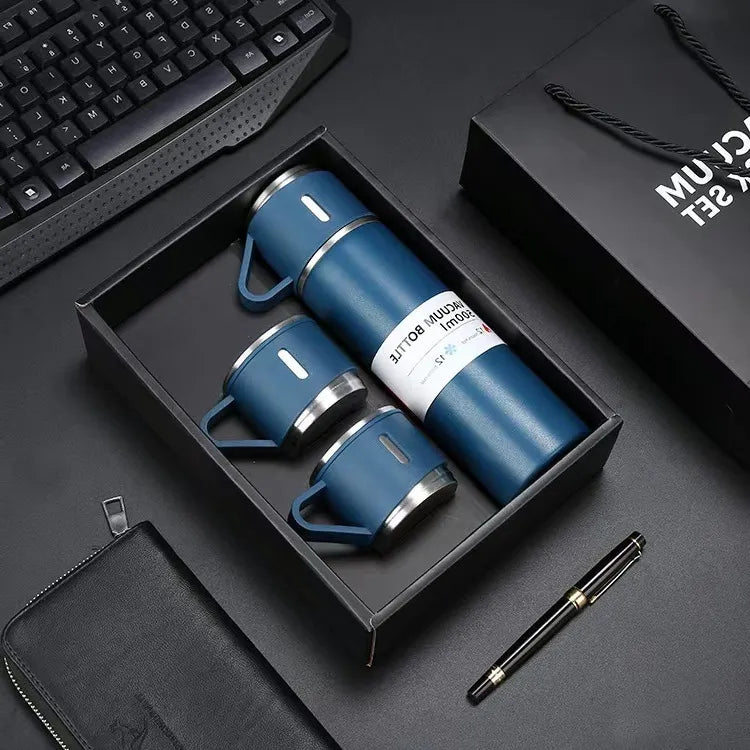 Stainless Steel Water Bottle-Insulated Vacuum Coffee 3 Mug Set
