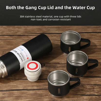 Stainless Steel Water Bottle-Insulated Vacuum Coffee 3 Mug Set