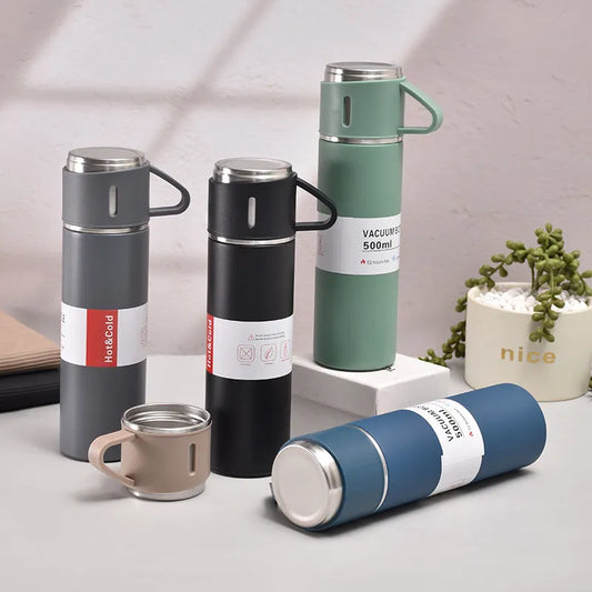 Stainless Steel Water Bottle-Insulated Vacuum Coffee 3 Mug Set